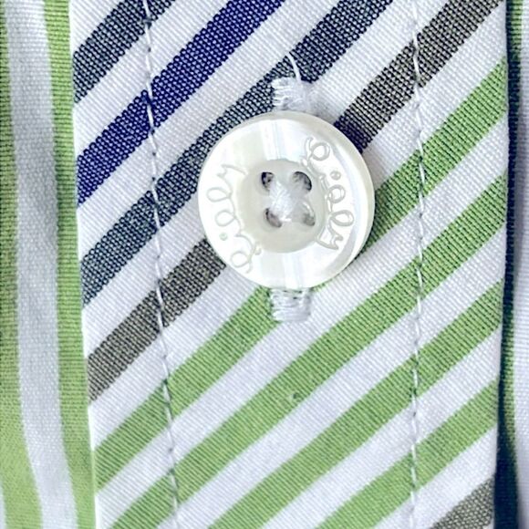 Lilly Pulitzer Vintage Striped Sleeveless Blouse Embroidered Palm Tree SZ 12 - Picture 3 of 7